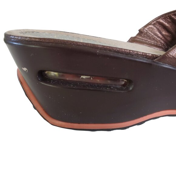 COLE HAAN Sandal Shoe Women's 6.5B Strap 2" Heel Wedge Slip On Brown - Picture 11 of 14